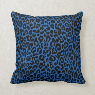 Royal Blue Leopard Print Throw Pillow