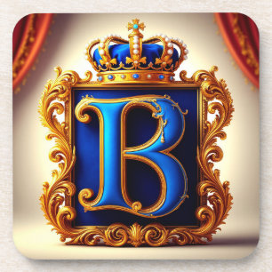Royal Blue Letter B Monogram Coaster