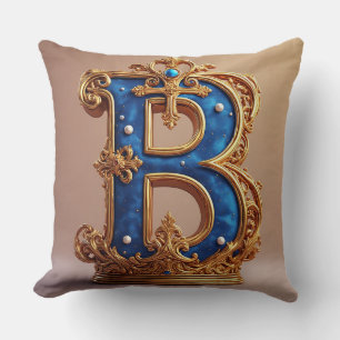 Royal Blue Letter B Monogram Throw Pillow
