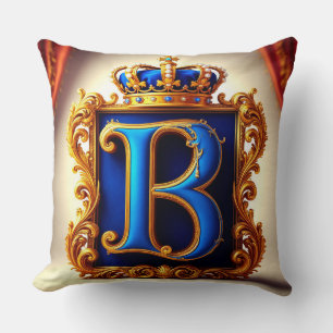 Royal Blue Letter B Monogram Throw Pillow
