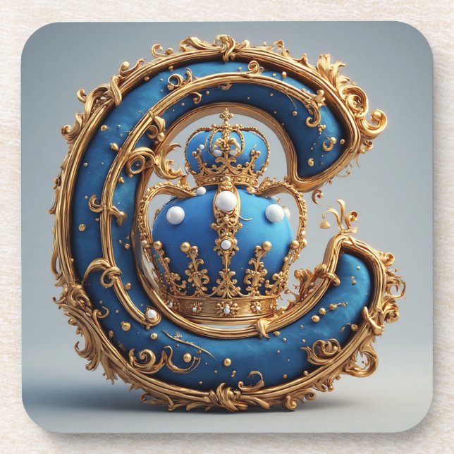 Royal Blue Letter C Monogram Coaster (Front)