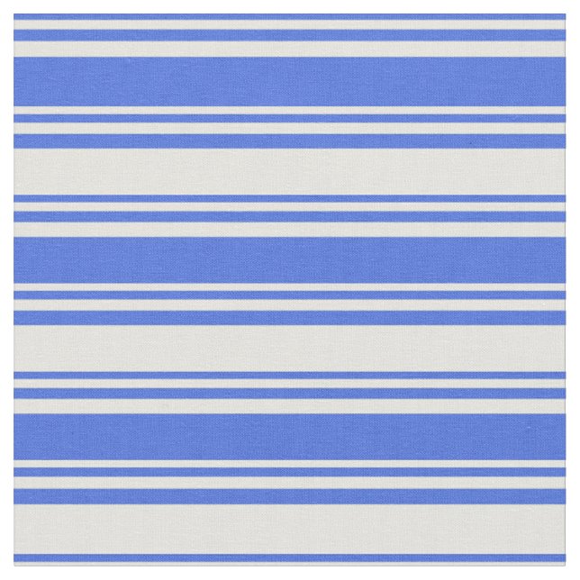 Royal Blue & Light Yellow Coloured Stripes Fabric (Close Up)