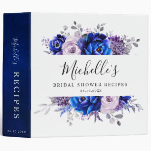 Royal Blue Lilac Purple Bridal Shower Recipe Binder