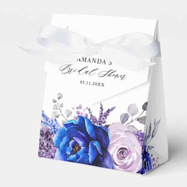 Royal Blue Lilac Purple Bridal Shower Thank You Favor Box (Front Side)