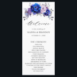 Royal Blue Lilac Purple Floral Wedding Program<br><div class="desc">Elegant royal blue lilac lavender floral theme wedding program featuring elegant bouquet of royal blue,  Navy,  silver,  lilac colour rose flowers buds and sage green eucalyptus leaves. Please contact me for any help in customization or if you need any other product with this design.</div>