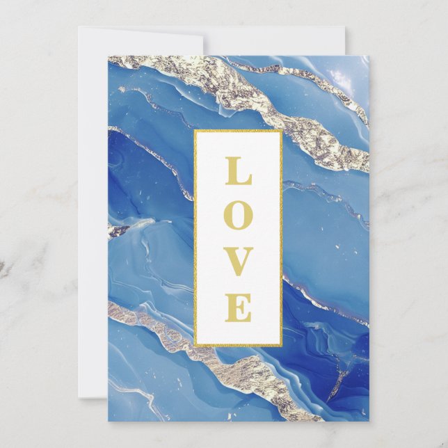 *~ ROYAL BLUE LOVE AR66 QR  + RSVP Agate Wedding Invitation (Front)