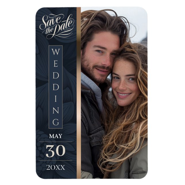 Royal Blue Luxe Bloom Flexible Photo Magnet (Vertical)