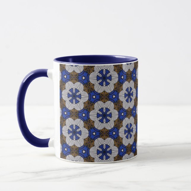 Royal Blue Mandala Mug with Deep Indigo Interior (Left)