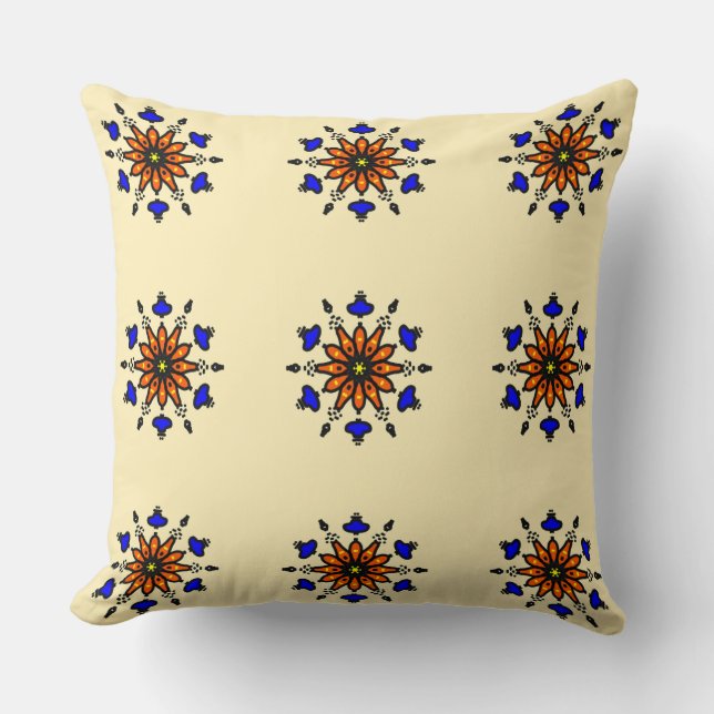 Royal Blue Mandala Throw Pillow (Front)
