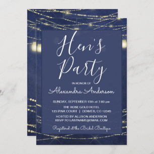 Royal Blue Mason Jars Hen's Night Out Party Invitation