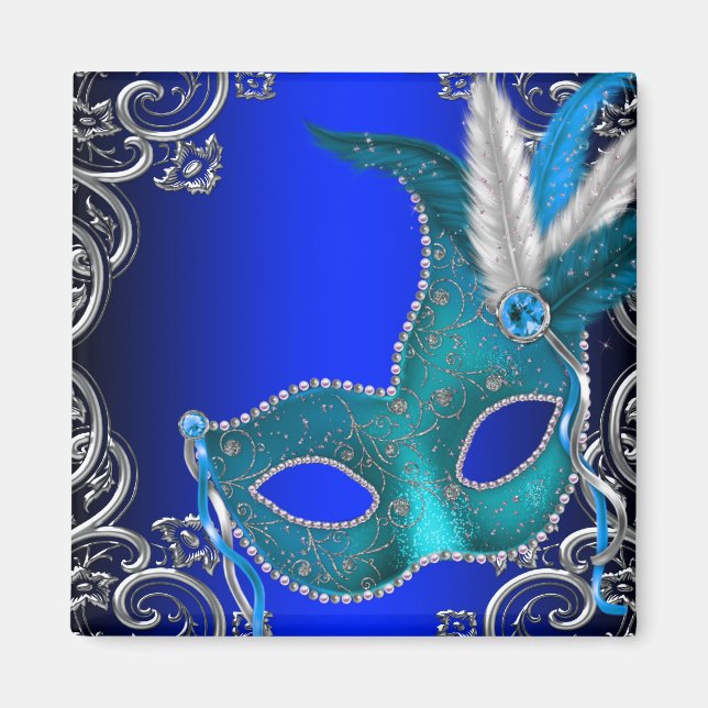 Royal Blue Masquerade Party Magnet (Front)