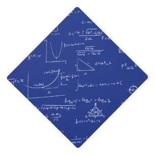 Royal Blue Math Equations Graphs Graduation Cap Topper