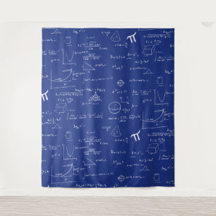 Royal Blue Mathematic Formulas Equations Tapestry