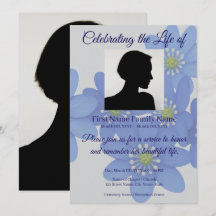 Royal blue memorial invitation