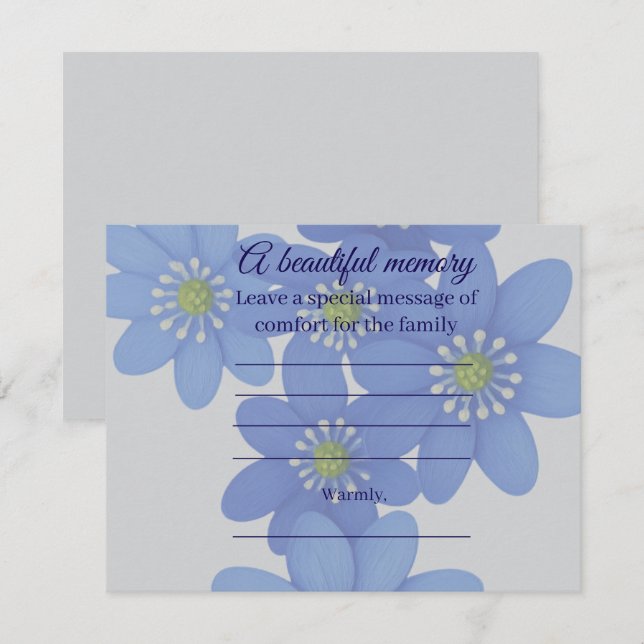 Royal blue Memorial Message Card (Front/Back)