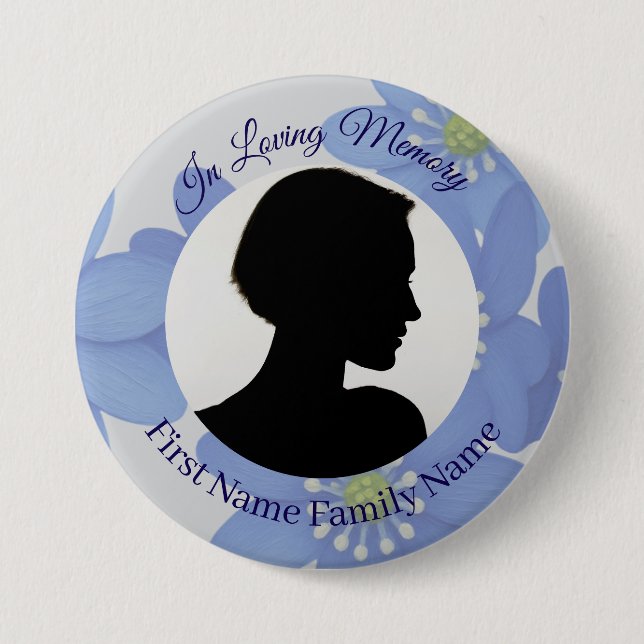 Royal blue memorial photo button (Front)