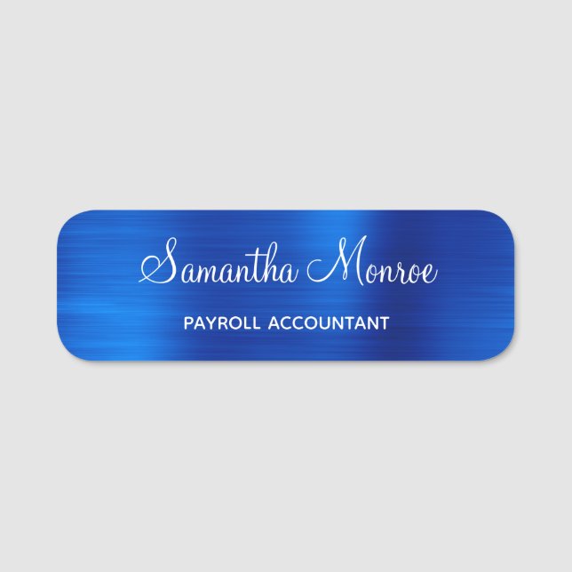 Royal Blue Metallic Name Tag (Front)