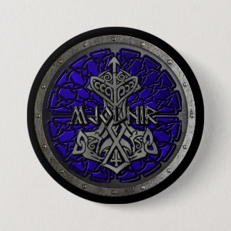 Royal Blue Mjolnir Shield 3 Inch Round Button