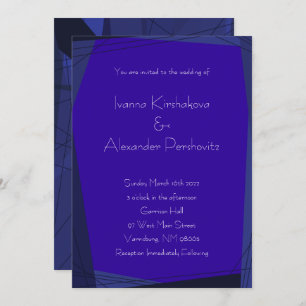 Royal Blue Modern Geometry Wedding Invitations