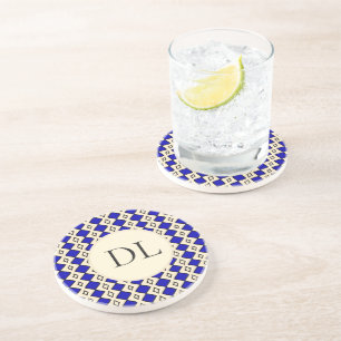 Royal Blue Monogram Coaster