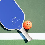 Royal blue monogram initials name pickleball paddle<br><div class="desc">A royal blue coloured background.  Personalize and add your monogram initials,  letters and full name. White letters.</div>