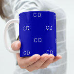 Royal blue monogram initials pattern coffee mug<br><div class="desc">A trendy royal blue background.  Personalize and add your monogram letters,  initials.  White letters.  The monogram as a background pattern.</div>