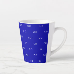 Royal blue monogram initials pattern latte mug