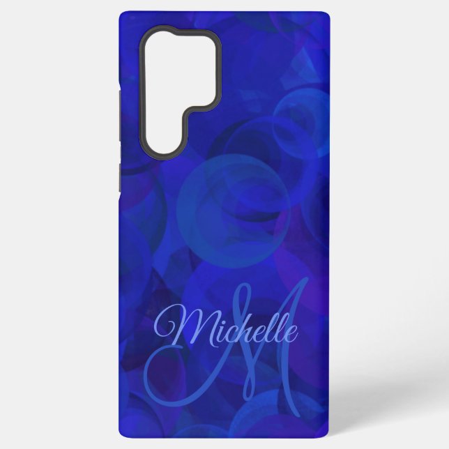 Royal Blue Monogram Personalized Samsung Galaxy S22 Ultra Case (Back)
