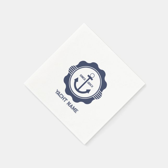 Royal blue nautical boat anchor with customizable  napkin (Corner)