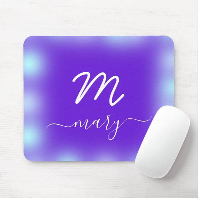 Royal Blue Navy Name Monogram Cobalt Indygo Mouse Pad (With Mouse)