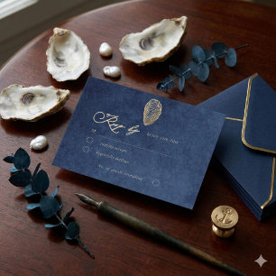 Royal Blue Navy Ocean Wedding Rsvp Response Card