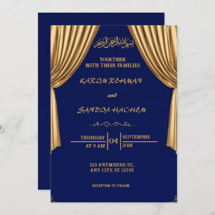 Royal Blue Nikah Faire-part de mariage musulman is