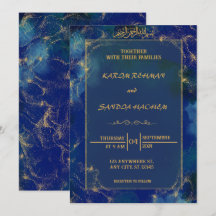 Royal Blue Nikah Faire-part de mariage musulman is