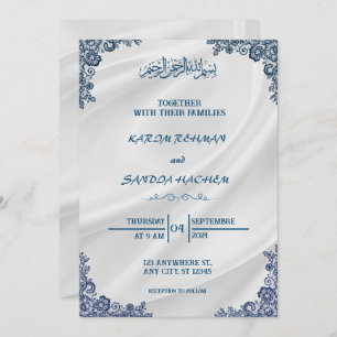 Royal Blue Nikah Faire-part de mariage musulman is