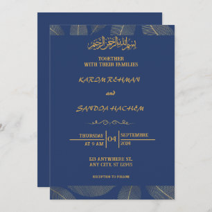 Royal Blue Nikah Faire-part de mariage musulman is