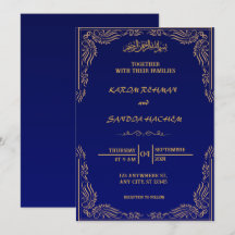 Royal Blue Nikah Islamic Muslim Wedding Invitation