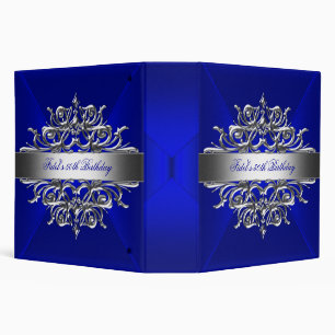 Royal Blue On Silver 50th Birthday Party Binder