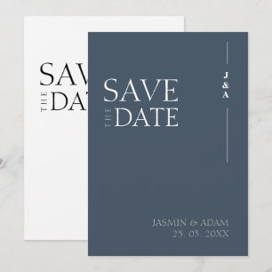 Royal Blue Opulence Minimalist Monogram Wedding Save The Date