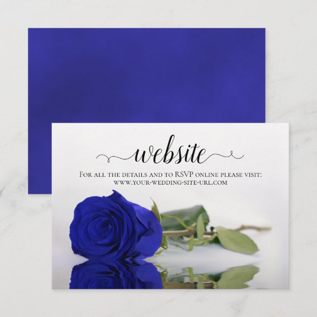 Royal Blue or Cobalt Rose Elegant Wedding Website Enclosure Card (Front/Back)