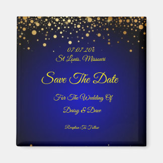 Royal Blue or Mariage Enregistrer la date Magnet