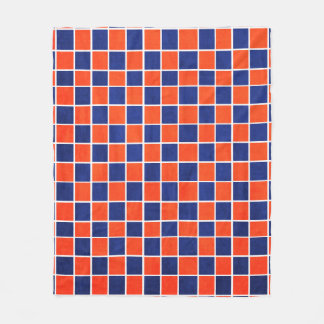 Royal Blue & Orange Chequered Fleece Blanket