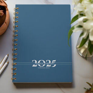 Royal Blue Overlapping Text Split Year Weekly Planner