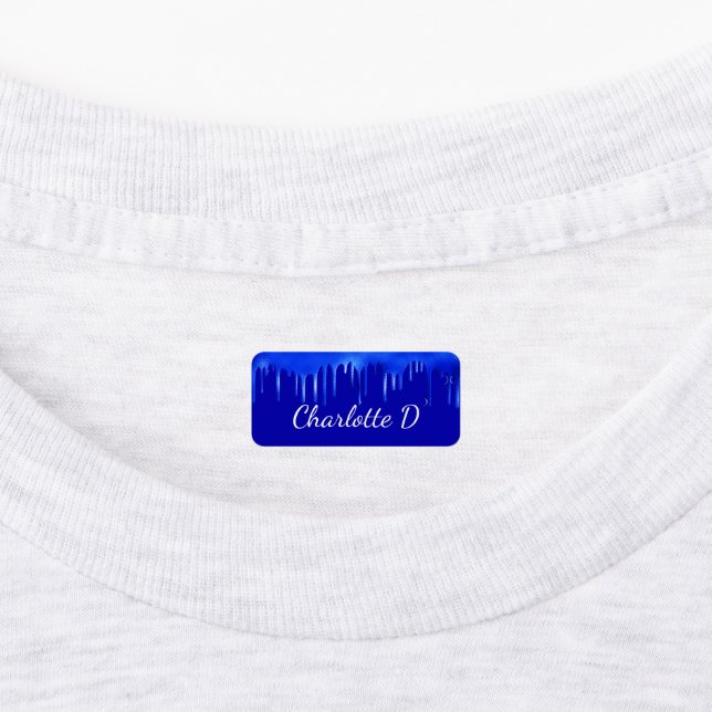 Royal blue paint dripping name script (Affixed)