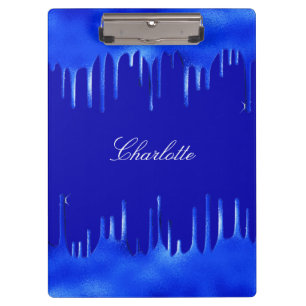 Royal blue paint dripping name script clipboard