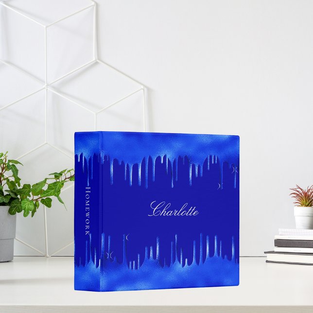Royal blue paint drips name script binder (Creator Uploaded)