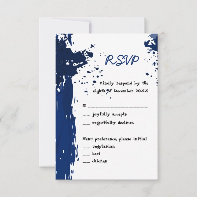 Royal Blue Paint Splatter - Invitation RSVP (Front)
