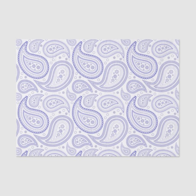 Royal Blue Paisley Pattern on White Tissue Paper (Front)