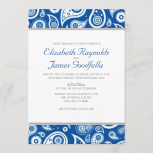 Royal Blue Paisley Wedding Invitations