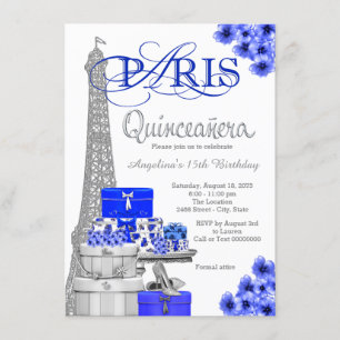 Royal Blue Paris Quinceanera Invitations