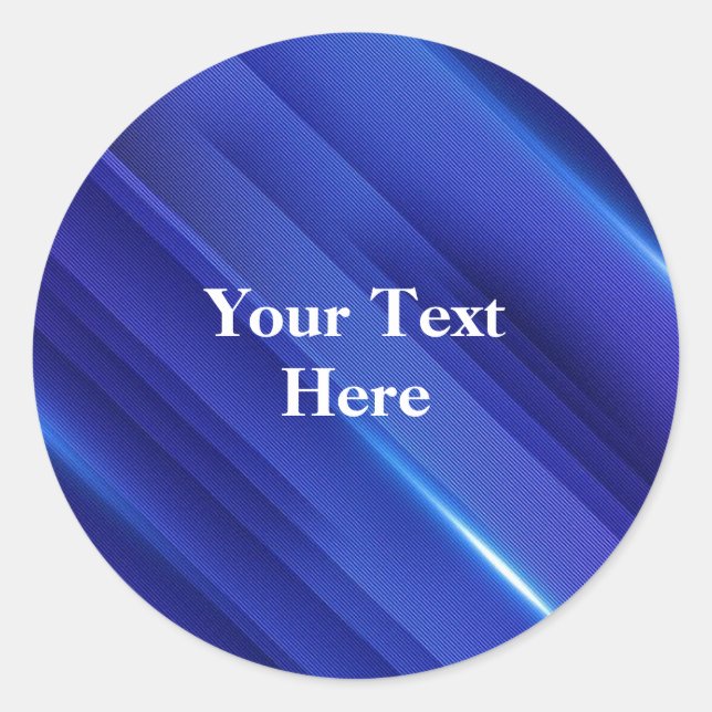 Royal Blue Pattern with white text Classic Round Sticker (Front)